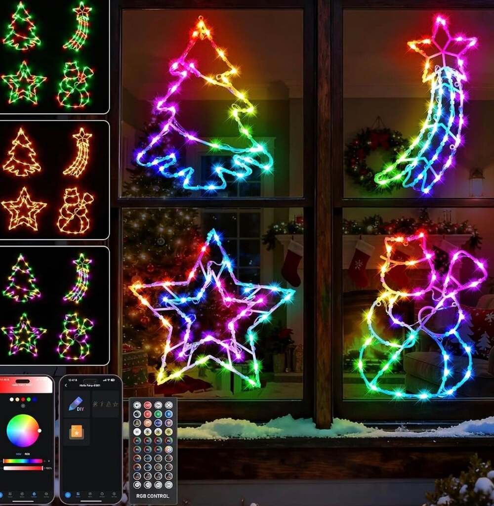 RGB LED Christmas Window Silhouette String Lights Remote